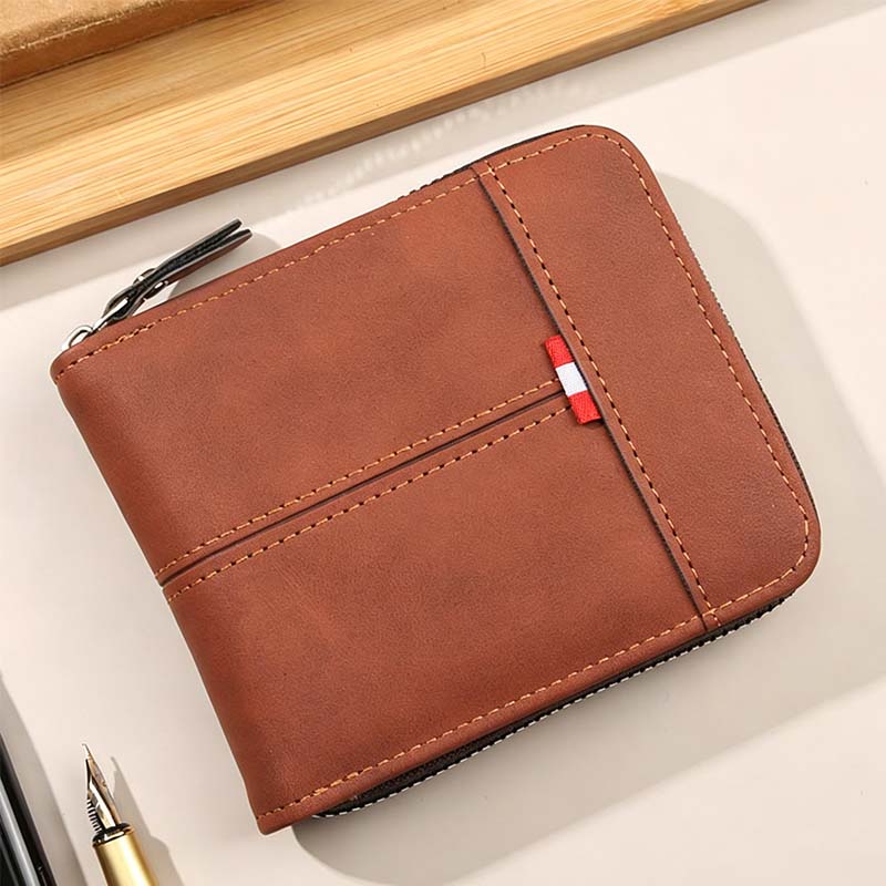🔥🎉 Men's PU Leather Zip-Around Bifold Wallet