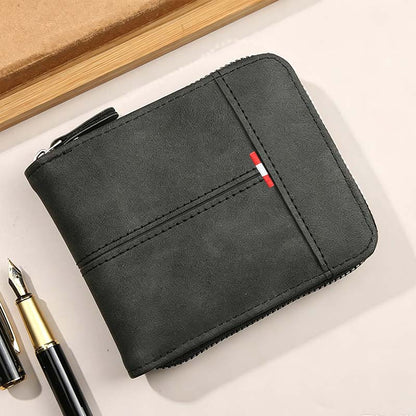 🔥🎉 Men's PU Leather Zip-Around Bifold Wallet