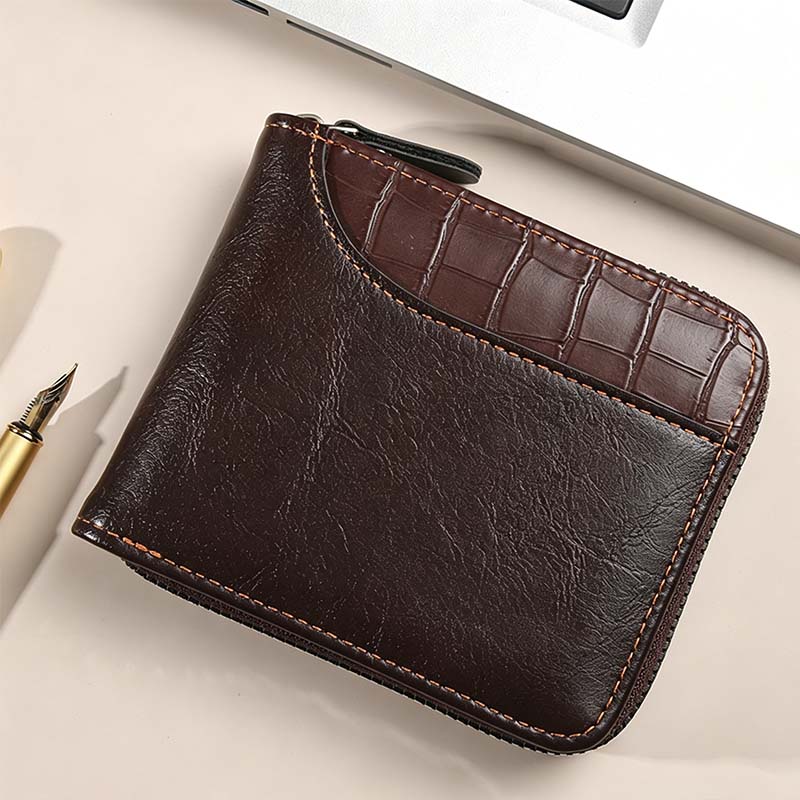 🔥🎉 Men's PU Leather Zip-Around Bifold Wallet