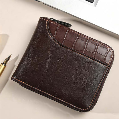🔥🎉 Men's PU Leather Zip-Around Bifold Wallet