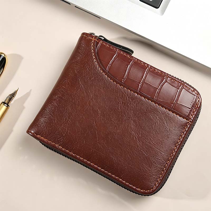 🔥🎉 Men's PU Leather Zip-Around Bifold Wallet