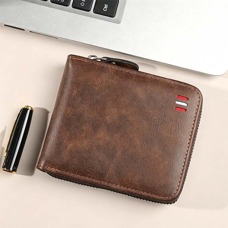 🔥🎉 Men's PU Leather Zip-Around Bifold Wallet