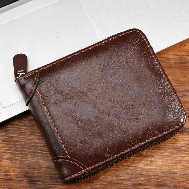 🔥🎉 Men's PU Leather Zip-Around Bifold Wallet