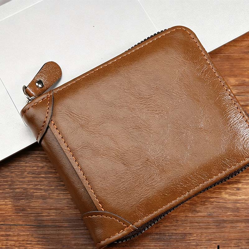 🔥🎉 Men's PU Leather Zip-Around Bifold Wallet