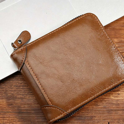 🔥🎉 Men's PU Leather Zip-Around Bifold Wallet