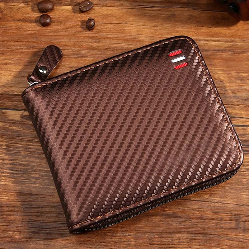 🔥🎉 Men's PU Leather Zip-Around Bifold Wallet
