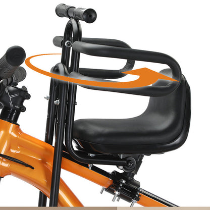 🚲Front Mounted Kids Bike Seat – Adjustable, Foldable, High-Carbon Steel Frame ✨