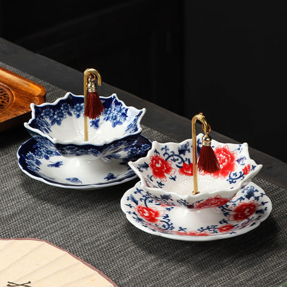 🍵 Traditionally Fired Blue-and-White Porcelain Tea Strainer Set