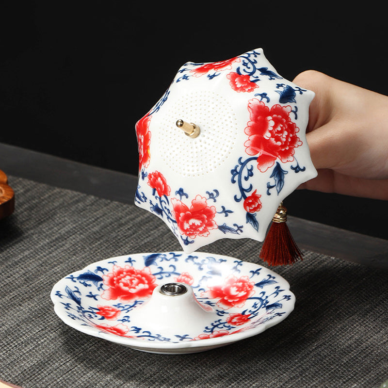 🍵 Traditionally Fired Blue-and-White Porcelain Tea Strainer Set