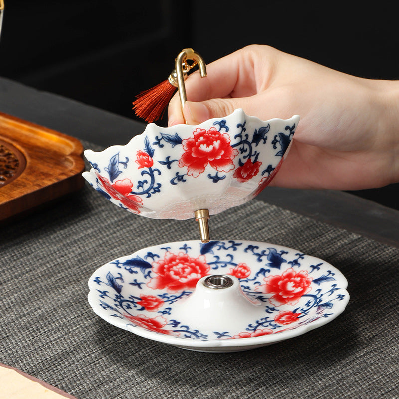 🍵 Traditionally Fired Blue-and-White Porcelain Tea Strainer Set
