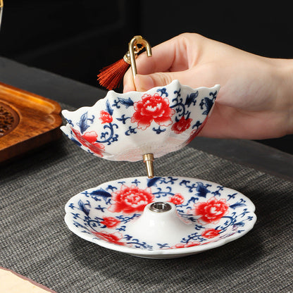 🍵 Traditionally Fired Blue-and-White Porcelain Tea Strainer Set