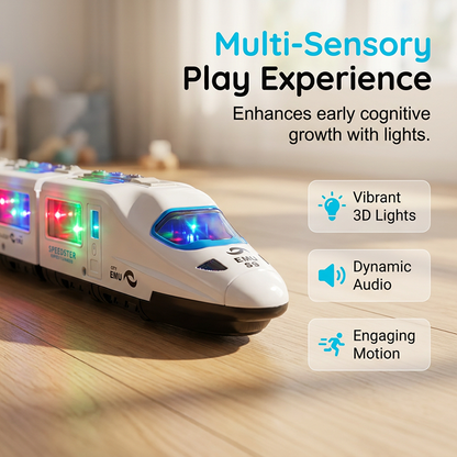 🚄✨ Electric Bullet Train Toy – Light-Up, Bump & Go, with Music 🎵