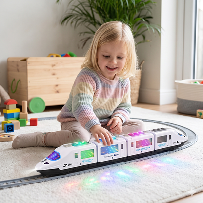 🚄✨ Electric Bullet Train Toy – Light-Up, Bump & Go, with Music 🎵