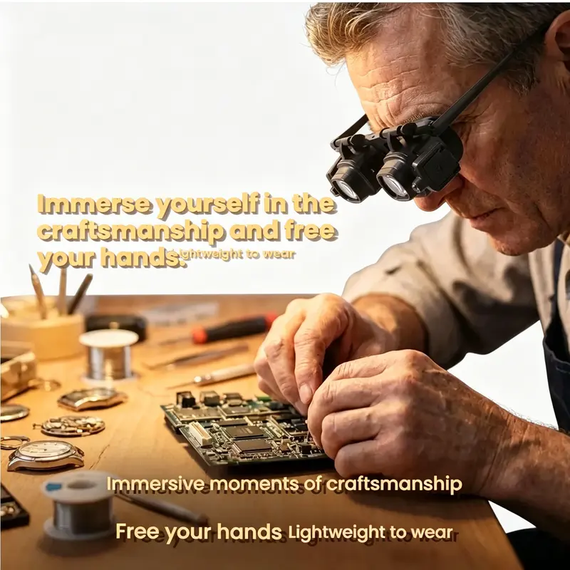 🔬✨ Precision LED Magnifier Glasses – Interchangeable Lenses, Dual LED, Hands-Free 💡