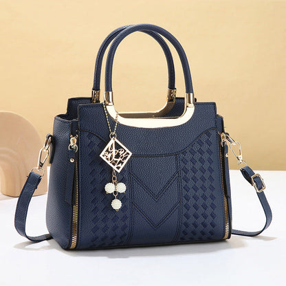 👜 Women's V-Stitched Satchel – Gold Hardware, Multi-Compartment, Top-Handle 🌸