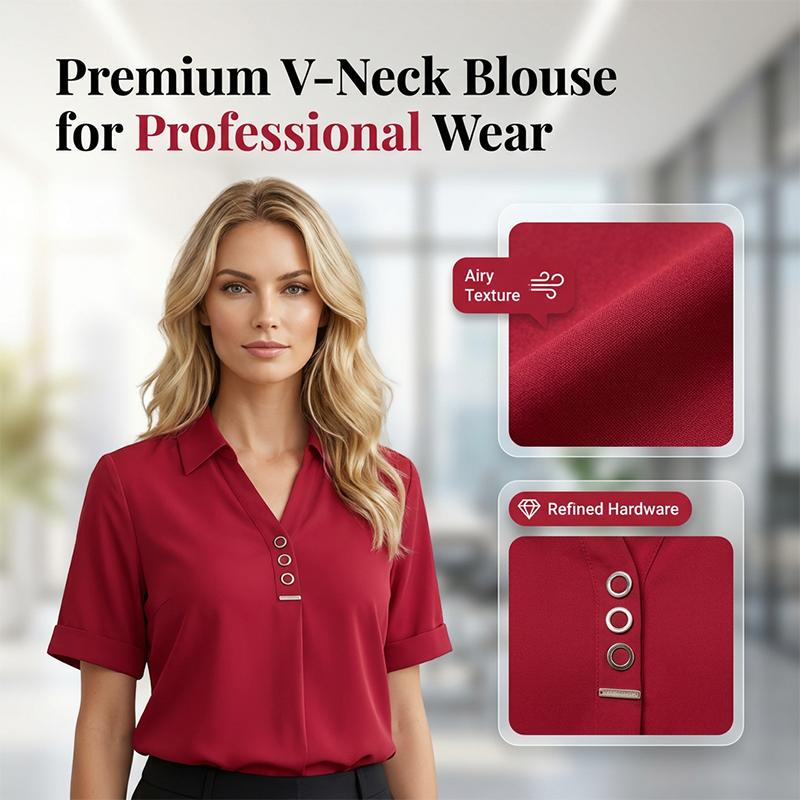 Women's Short Sleeve Solid Color Blouse