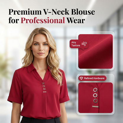 Women's Short Sleeve Solid Color Blouse
