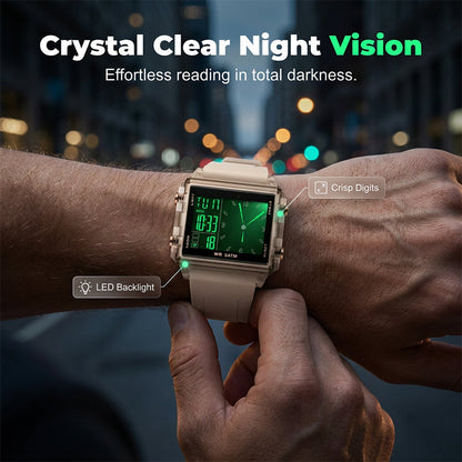 ✨Waterproof Transparent Digital Watch – 50M Rating, Luminous Display, Hybrid Time