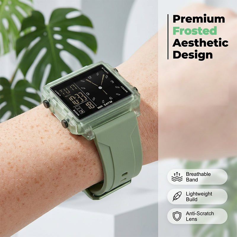 ✨Waterproof Transparent Digital Watch – 50M Rating, Luminous Display, Hybrid Time