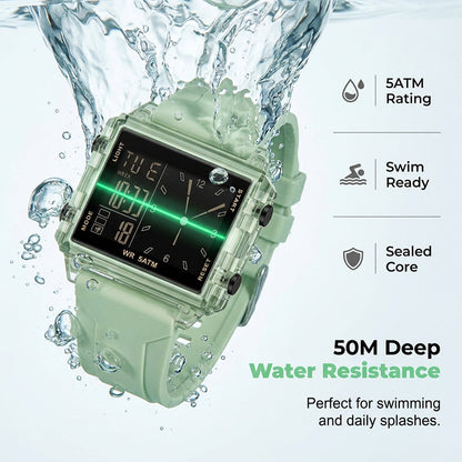 ✨Waterproof Transparent Digital Watch – 50M Rating, Luminous Display, Hybrid Time