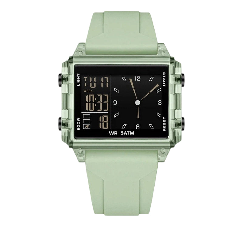 ✨Waterproof Transparent Digital Watch – 50M Rating, Luminous Display, Hybrid Time