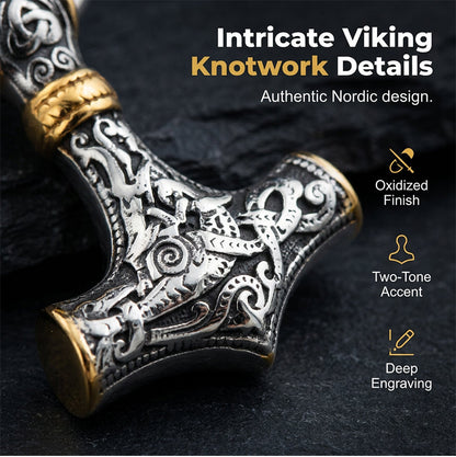 ⚡Viking Thor Hammer Pendant Necklace🔨 – Stainless steel with Byzantine chain – Bold & durable – perfect for daily wear or gifting ✨💪