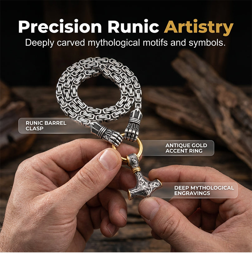 ⚡Viking Thor Hammer Pendant Necklace🔨 – Stainless steel with Byzantine chain – Bold & durable – perfect for daily wear or gifting ✨💪