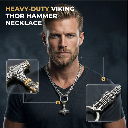 ⚡Viking Thor Hammer Pendant Necklace🔨 – Stainless steel with Byzantine chain – Bold & durable – perfect for daily wear or gifting ✨💪