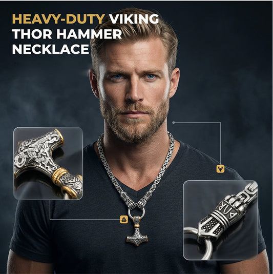 ⚡Viking Thor Hammer Pendant Necklace🔨 – Stainless steel with Byzantine chain – Bold & durable – perfect for daily wear or gifting ✨💪