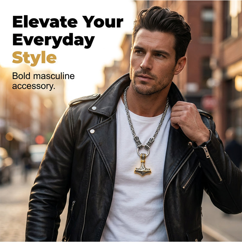 ⚡Viking Thor Hammer Pendant Necklace🔨 – Stainless steel with Byzantine chain – Bold & durable – perfect for daily wear or gifting ✨💪
