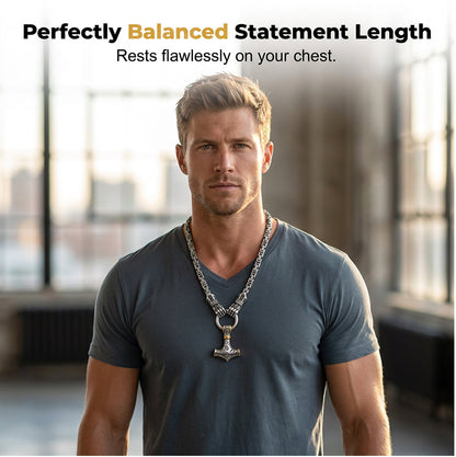 ⚡Viking Thor Hammer Pendant Necklace🔨 – Stainless steel with Byzantine chain – Bold & durable – perfect for daily wear or gifting ✨💪