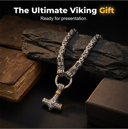 ⚡Viking Thor Hammer Pendant Necklace🔨 – Stainless steel with Byzantine chain – Bold & durable – perfect for daily wear or gifting ✨💪