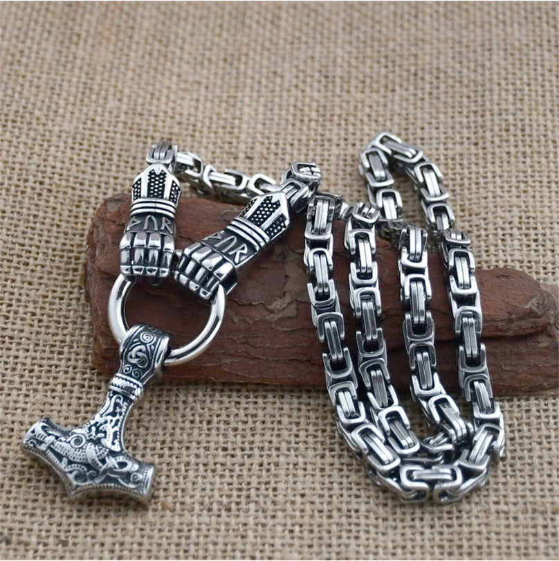⚡Viking Thor Hammer Pendant Necklace🔨 – Stainless steel with Byzantine chain – Bold & durable – perfect for daily wear or gifting ✨💪