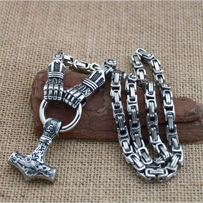 ⚡Viking Thor Hammer Pendant Necklace🔨 – Stainless steel with Byzantine chain – Bold & durable – perfect for daily wear or gifting ✨💪