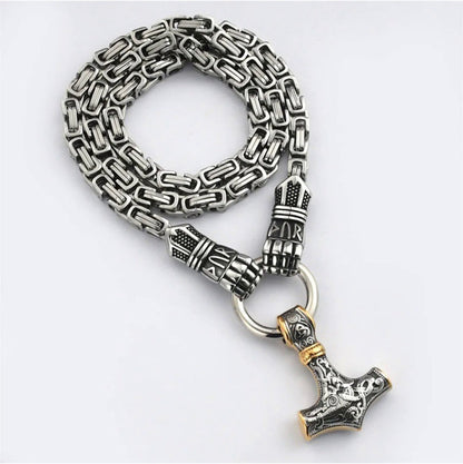 ⚡Viking Thor Hammer Pendant Necklace🔨 – Stainless steel with Byzantine chain – Bold & durable – perfect for daily wear or gifting ✨💪