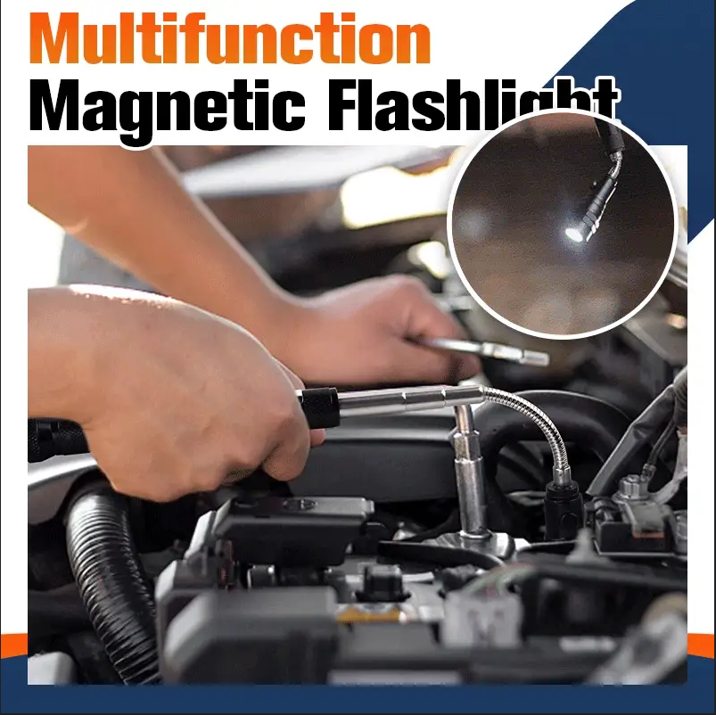 🔦 Multifunctional Magnetic Telescopic Flashlight – Extendable, 360° Gooseneck, Super Bright 🛠️