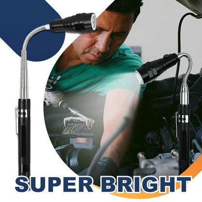 🔦 Multifunctional Magnetic Telescopic Flashlight – Extendable, 360° Gooseneck, Super Bright 🛠️