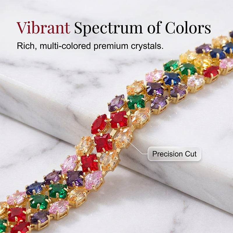 🌈Luxurious bracelet with coloured zirconia stones💞May your life be as colourful as a rainbow