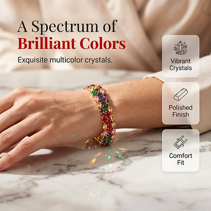 🌈Luxurious bracelet with coloured zirconia stones💞May your life be as colourful as a rainbow