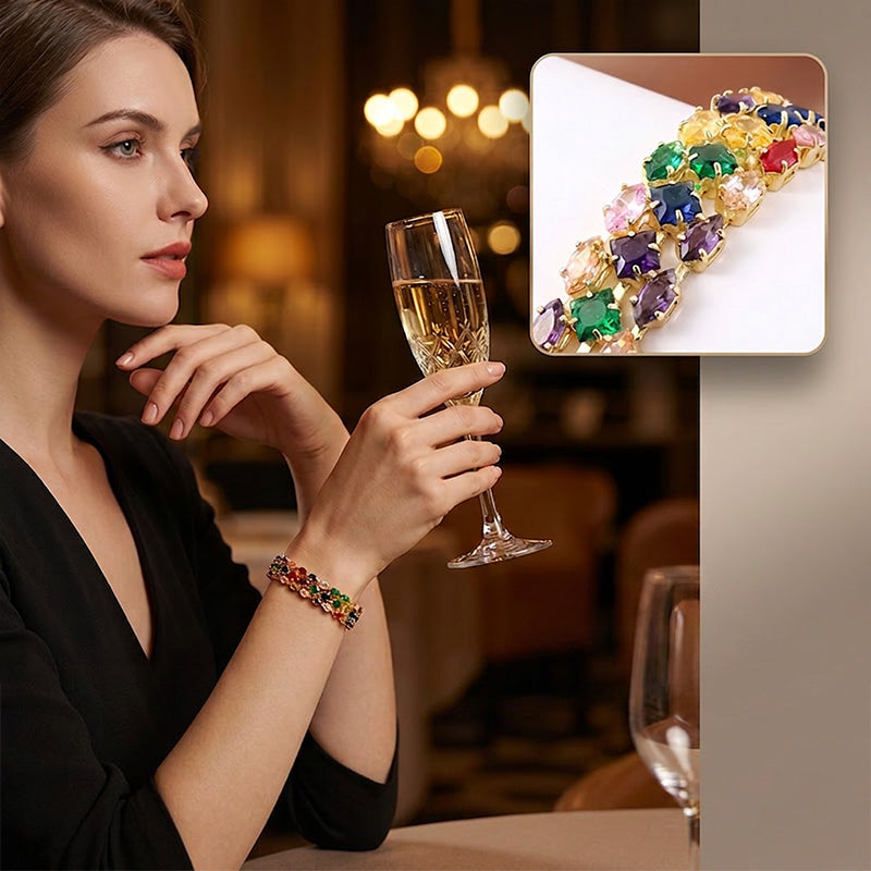 🌈Luxurious bracelet with coloured zirconia stones💞May your life be as colourful as a rainbow