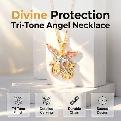 🕊️Tri-Tone Angel Guardian Pendant Necklace🪽📿