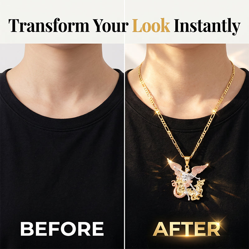 🕊️Tri-Tone Angel Guardian Pendant Necklace🪽📿