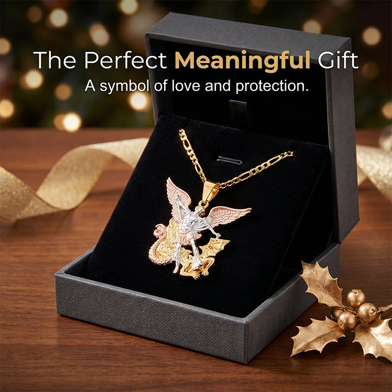 🕊️Tri-Tone Angel Guardian Pendant Necklace🪽📿