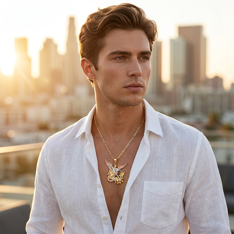 🕊️Tri-Tone Angel Guardian Pendant Necklace🪽📿