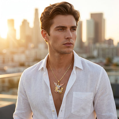 🕊️Tri-Tone Angel Guardian Pendant Necklace🪽📿