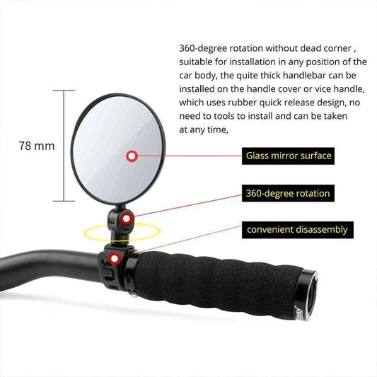 🔎 360 Degree Rotating Rearview Mirror🚴‍♂️