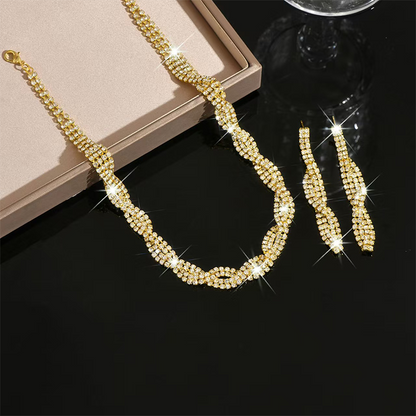 ✨ Sparkling Rhinestone Claw Chain Necklace & Earrings Set 💎