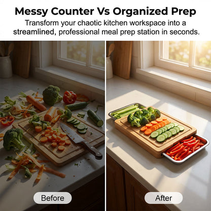 🔪Wooden Cutting Board with Slide-Out Trays