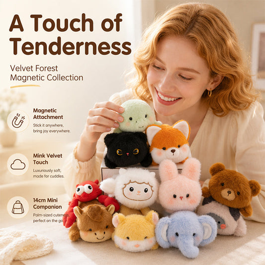 🧲 Cute Magnetic Plush Doll — Soft Fridge Magnet Toy | Adorable Kawaii Design🐈‍⬛🐘🐇