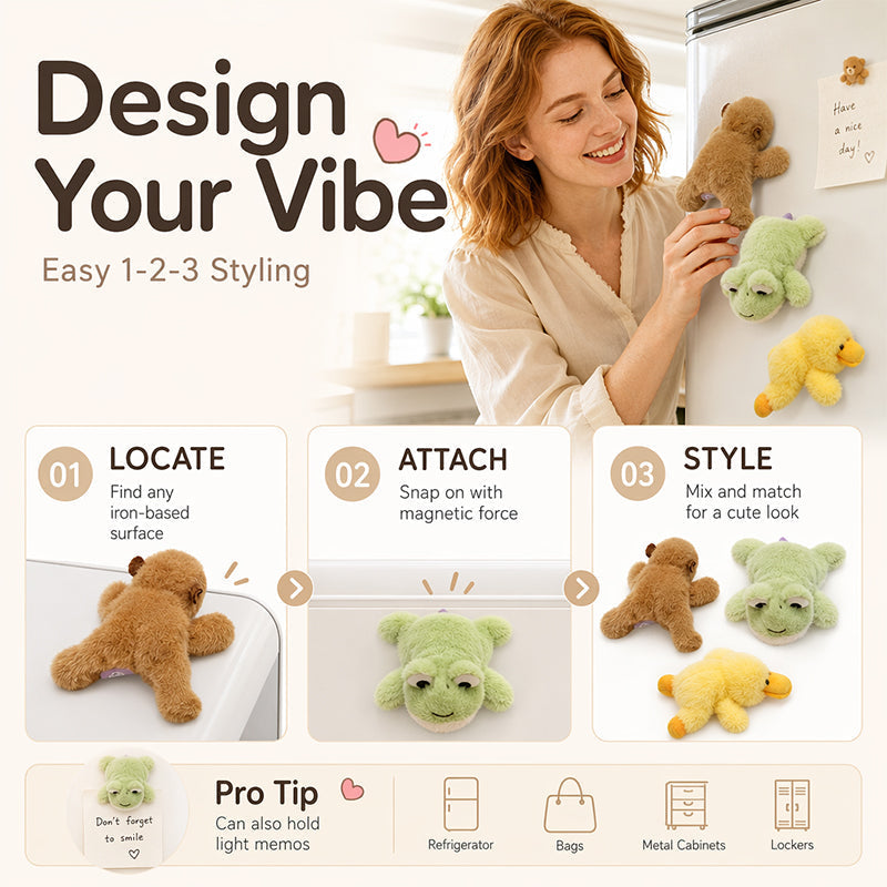 🧲 Cute Magnetic Plush Doll — Soft Fridge Magnet Toy | Adorable Kawaii Design🐈‍⬛🐘🐇